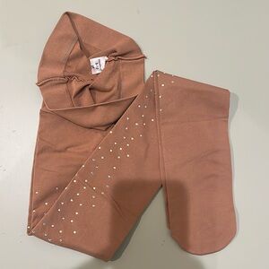ChloeNoel crystal figure skating tights girls 8-10 tan new!